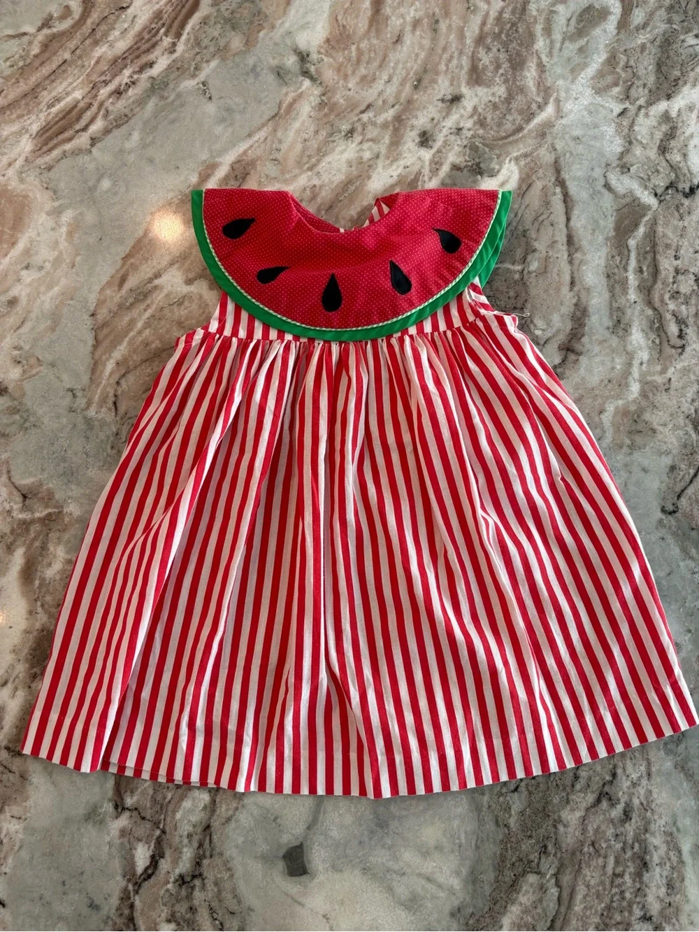 Vintage Girls Red Stripe Watermelon Dress 80'S Summer Made in USA Party Style 4T